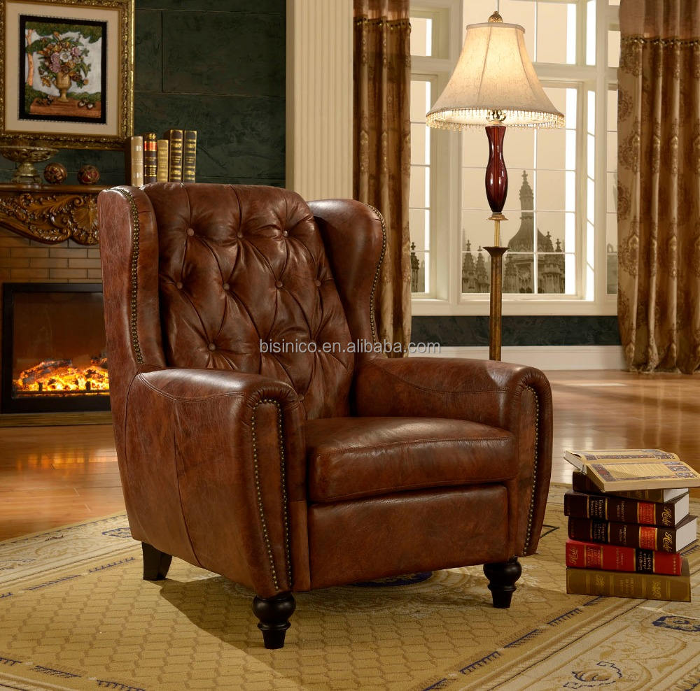 ビンテージイタリアンブラウンレザークラブアームチェア