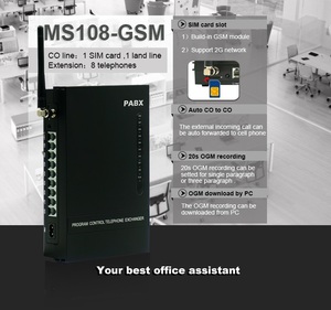 Système téléphonique PBX sans fil miniature compatible avec les cartes SIM pour une utilisation à domicile et au bureau, modèle MS108-GSM - Product Image 2