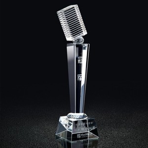 Bán Buôn Âm Nhạc Pha Lê Thủy Tinh Micro Trophy Mảng Bám Trống Kinh Doanh Tùy Chỉnh K9 Pha Lê Giải Thưởng Mảng Bám Cho Nhà Vô Địch - Product Image 2