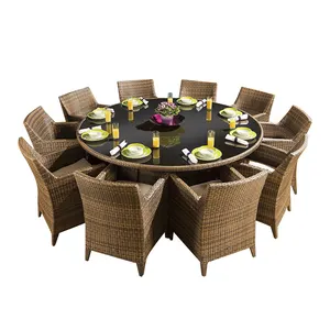 Wholesale Price Outdoor Patio Design 10 seater with a round dining table outdoor dinner table set