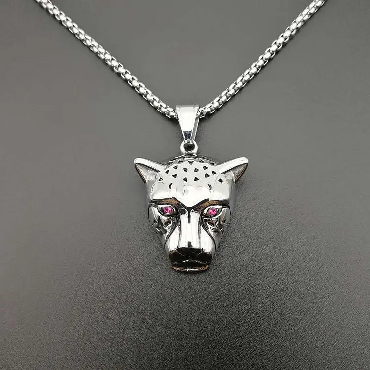 Collier en forme de tête de léopard en acier inoxydable, bijou Animal, pendentif guépard, Design personnalisé, offre spéciale