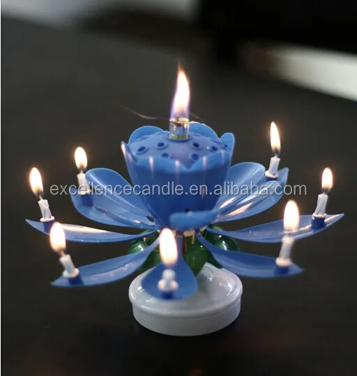 The most popular 8 candles 14 candles blooming Flower lotus Music birthday cake candles