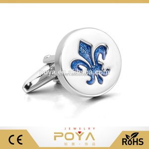 POYA Joyería hacer de encargo en blanco de lujo <span class=keywords><strong>caballero</strong></span> fleur de lis <span class=keywords><strong>gemelos</strong></span> - Product Image 1