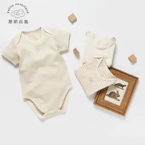 Natur farbige baumwolle neugeborenes baby mädchen bodysuit kleidung strampler