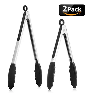 Cozinha Cozinhar Mini Pinças Metal Tongs Silicone Cozinha Comida CHURRASCO Tongs