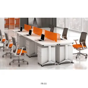 Office modern cubicle cabin modular furniture rectangular 6 seat luxury elegant executive white workstation computer table desk