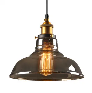 America country restaurant smokey glass kerosene chandelier hanging lighting indoor vintage led edison pendant lamp