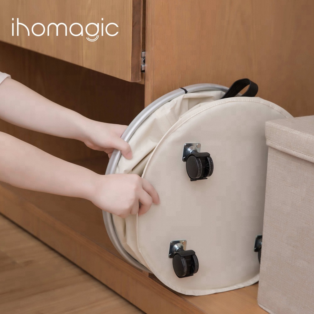 Топ выбирает модный дизайн оптом рушится колесная пластиковая корзина для белья овальная с крышкой