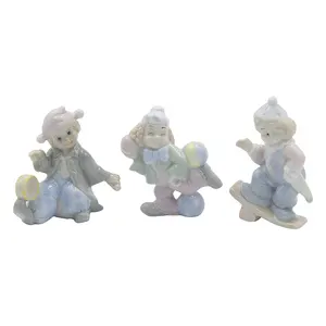 High Quality Ceramic Porcelain Cute Mini Clown Set of 3