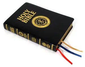 Penutup PU Kulit Foil Emas Cetakan Buku Kertas Injil Prancis