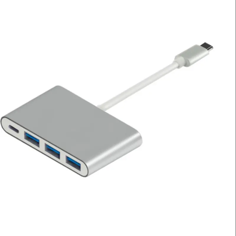 Aluminium Paduan Shell USB3.1 Tipe C ke USB3.0 * 3 Hub + Jenis C PD biaya Hub Adapter untuk Apple Air Pro Chromebook Dell XPS 12/13