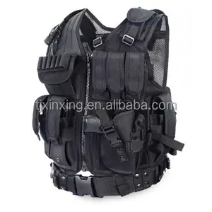 black Nylon tactical safety vest with many pockets