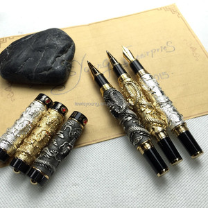 Pluma de metal pesado de dragón chino, bolígrafo de gel <span class=keywords><strong>con</strong></span> logo láser personalizado de oro, negro y plata, conjunto de regalo <span class=keywords><strong>con</strong></span> funda - Product Image 2