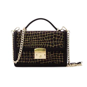 Bolso de mano de cuero genuino brillante para mujer, bolsa de mano de lujo, a la moda