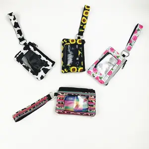 Creative Neoprene Card bag Pocket Women Mini Wallet Coin Purse Waterproof Credit ID Card Slot Case with Lanyard