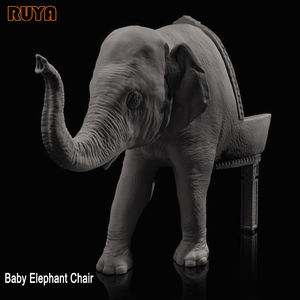 Silla escultural de elefante bebé de fibra de <span class=keywords><strong>resina</strong></span>, sillón de diseñador para escaparate, sofá con respaldo de cuero - Product Image 2