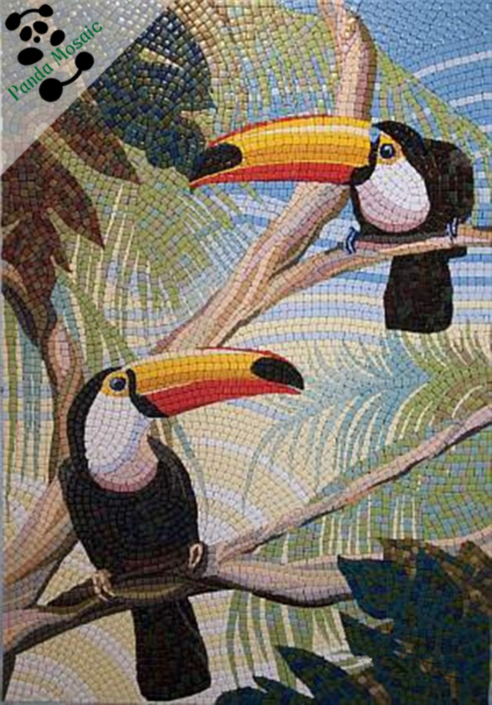 中国製手作り鳥モザイクアート壁画 動物モザイクデザインガラス