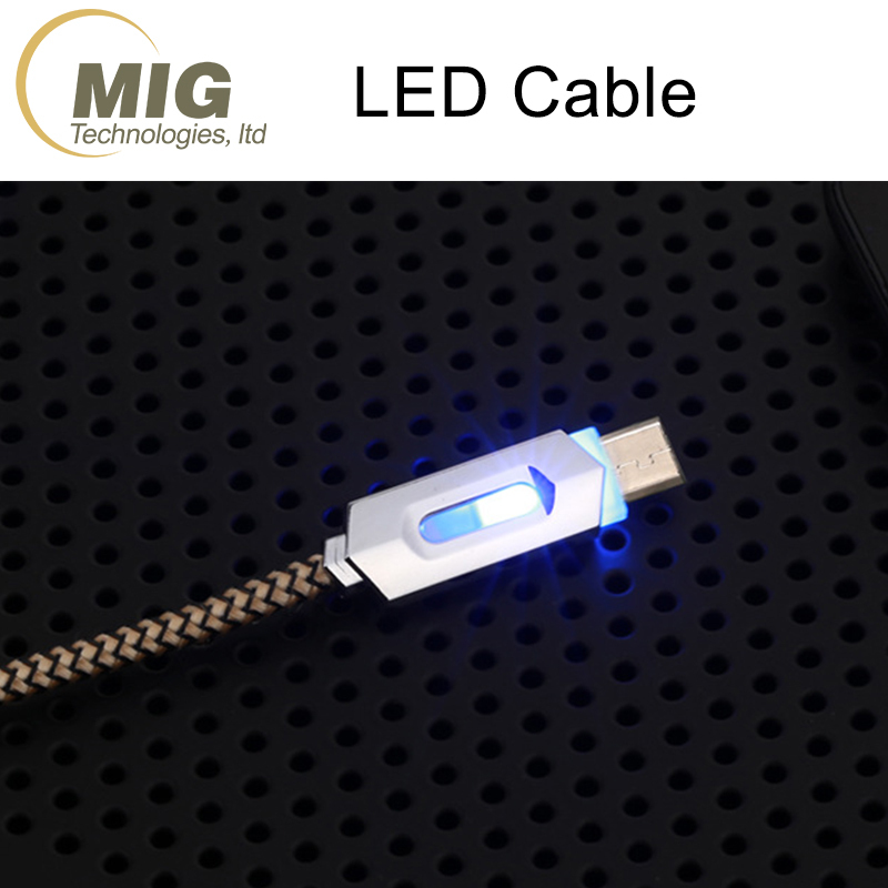 LED Tressé Micro USB Câble Charge Android Câble pour Galaxy S7/S8 téléphone mobile câbles Données 2A charge rapide soutien