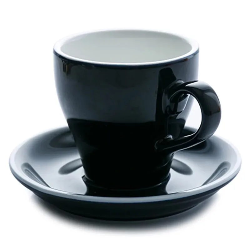 고전적인 모양 현대 진한 파란색 색깔 80ml 에스프레소 커피 석기 컵 및 접시