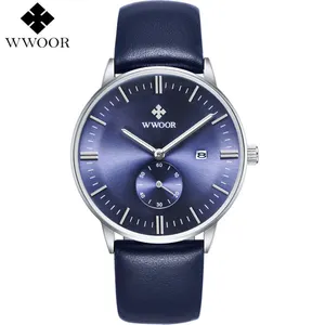 Brand mens leather band watch Japan movement 3ATM Waterproof mens watch new product men style homage WWOOR watch
