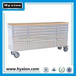 72 "स्टेनलेस स्टील 15 दराज रोलिंग टूलबॉक्स उपकरण छाती काम बेंच लकड़ी के शीर्ष - Product Image 6