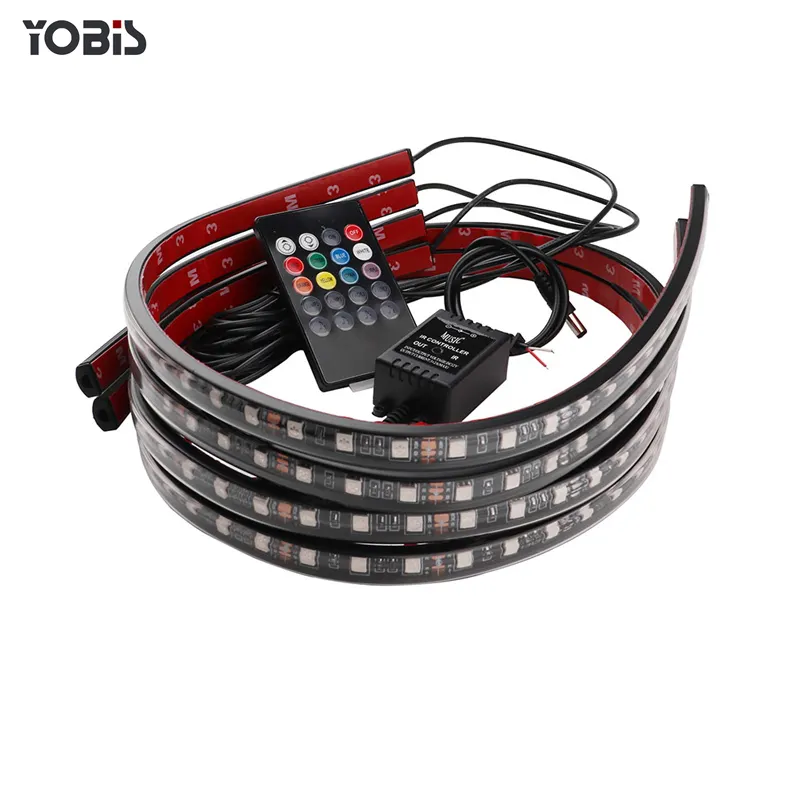 Striscia LED RGB da 4 pezzi sotto il tubo dell'auto Underglow Underbody Glow System Neon Light90 * 120cm