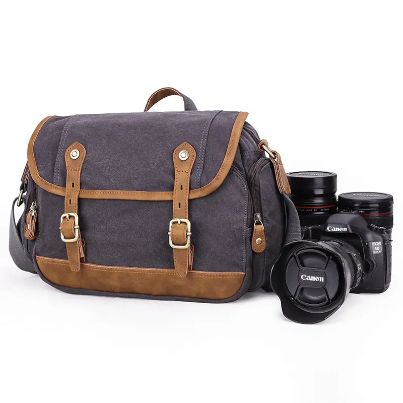 Lightweight Waterproof Canvas DSLR SLR Shockproof Camera Shoulder Messenger Bag Compatible for Canon Sony Nikon