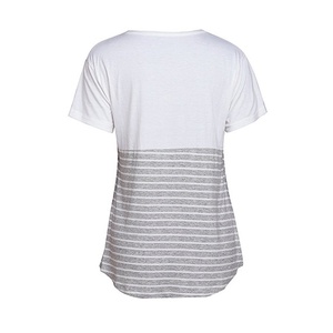 KY col rond <span class=keywords><strong>allaitement</strong></span> couverture d'<span class=keywords><strong>allaitement</strong></span> élégant rayé à manches courtes <span class=keywords><strong>allaitement</strong></span> t-shirt porter - Product Image 3