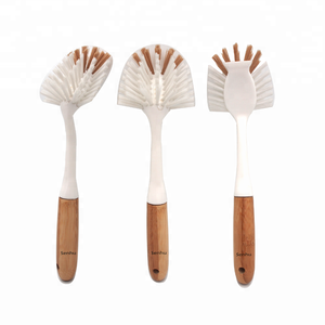 Brosse en bambou écologique Brosse de nettoyage pour casseroles avec manche en bambou - Product Image 1