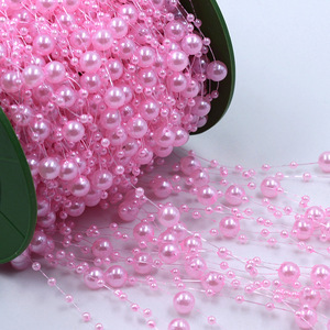 Chaîne de perles de 60 mètres par rouleau, garniture de perles, appliques de perles, chaîne de perles pour guirlande de mariage, décoration de fête - Product Image 4