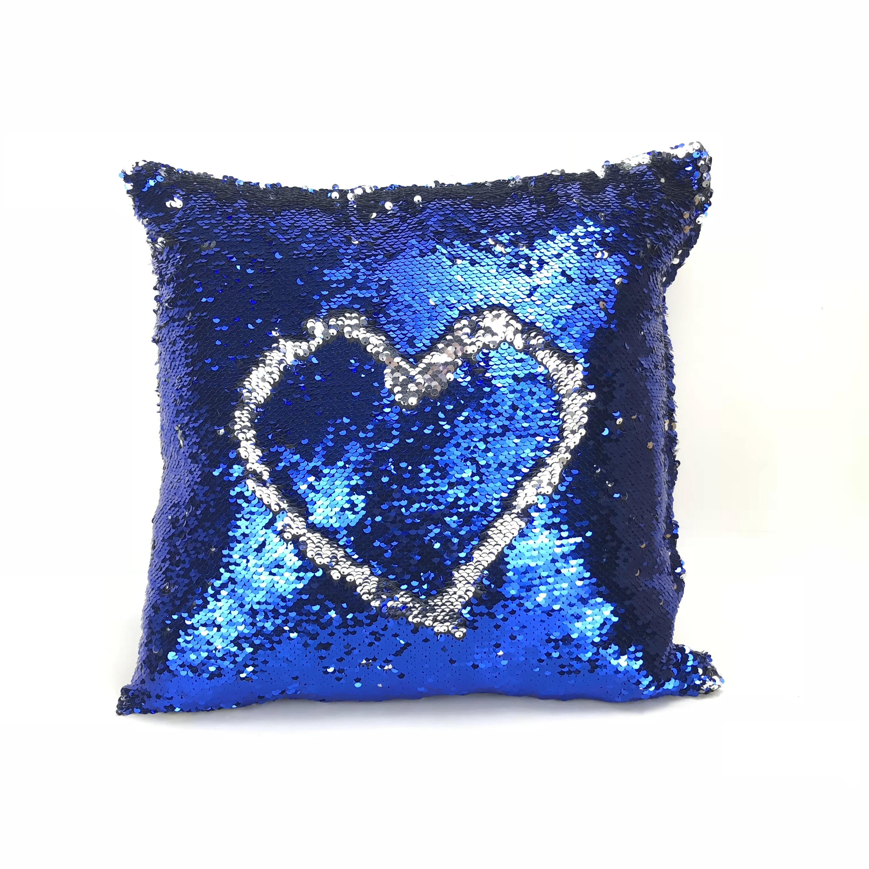 Personalized Patterns Silver Blue Changes Color 16"x16" Decorative Throw Cushion Mermaid Reversible Flip Sequin Pillow