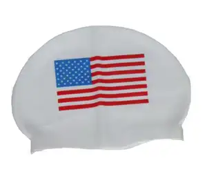 Silicone Swim Cap With Flag Custom Logo