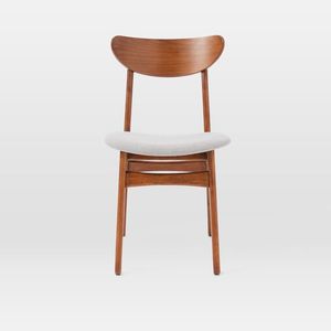 Chaise de salle à manger avec pieds coniques ovales, siège blanc classique, confortable, rembourré, ovale - Product Image 3