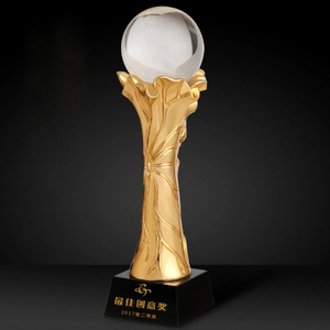 Creativo al por mayor <span class=keywords><strong>luna</strong></span> sobre el estanque de loto resina trofeo de cristal - Product Image 1