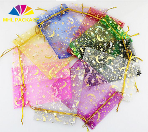 Sacs pour bonbons en <span class=keywords><strong>organza</strong></span>, estampage à chaud, bon marché, cadeaux de noël à cordon - Product Image 2
