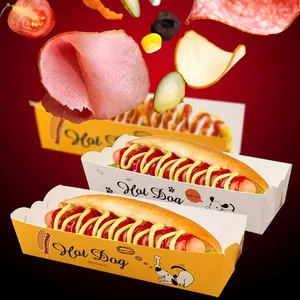 Bandeja de papel para salchichas y queso, caja de comida desechable