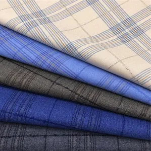 Neue Polyester Rayon Spandex Mischung Material Plaid strukturierte Herren Anzug Hose TR SP gewebte Stoff Lager viel Textil lieferant