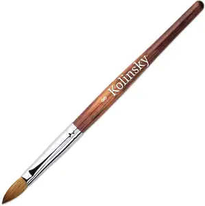 Pincel de Uñas Acrílico con Mango de Madera de Caoba con Forma Ovalada y Puntas Rizadas, Calidad Profesional, 100% <span class=keywords><strong>Kolinsky</strong></span> Puro - Product Image 1