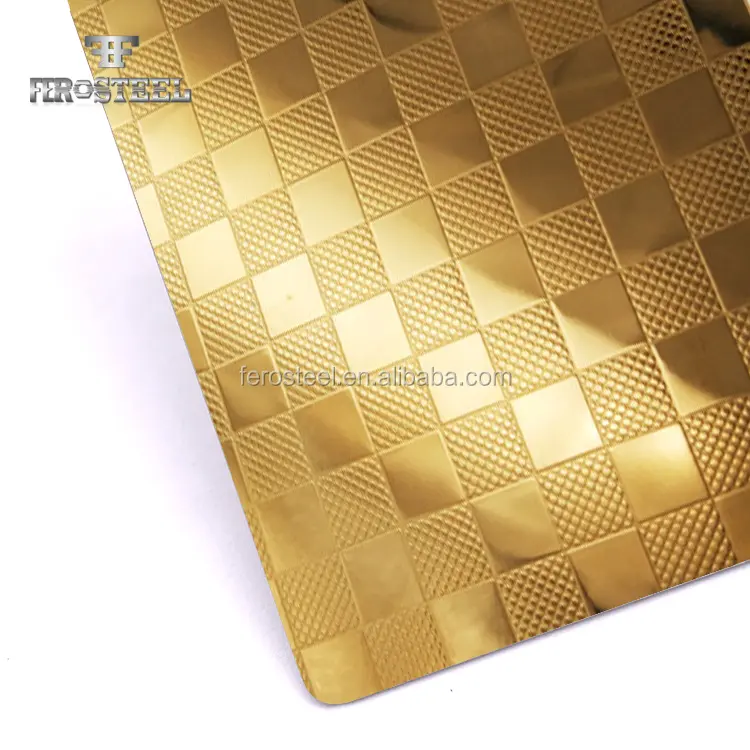 カラフルな金エンボス正方形印刷スタンピングステンレス鋼装飾プレート滑り止めステンレス鋼板カスタマイズ