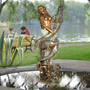 Approvisionnement d'usine belle jardin bronze nu sirène sculpture de fontaine d'eau - Product Image 4