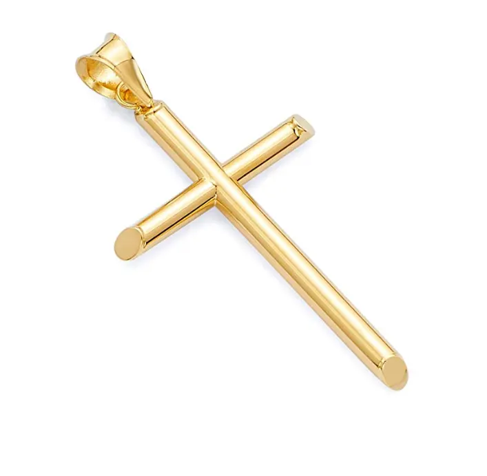 Simple Stainless Steel Cross Pendant Necklace Men Women Yellow Gold Plain Cross Pendant