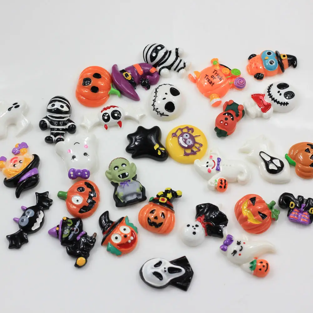 100Pcs Resin Halloween Turkije Plaksteen Cabochon Miniatuur Art Supply Decoratie Charm Craft Diy