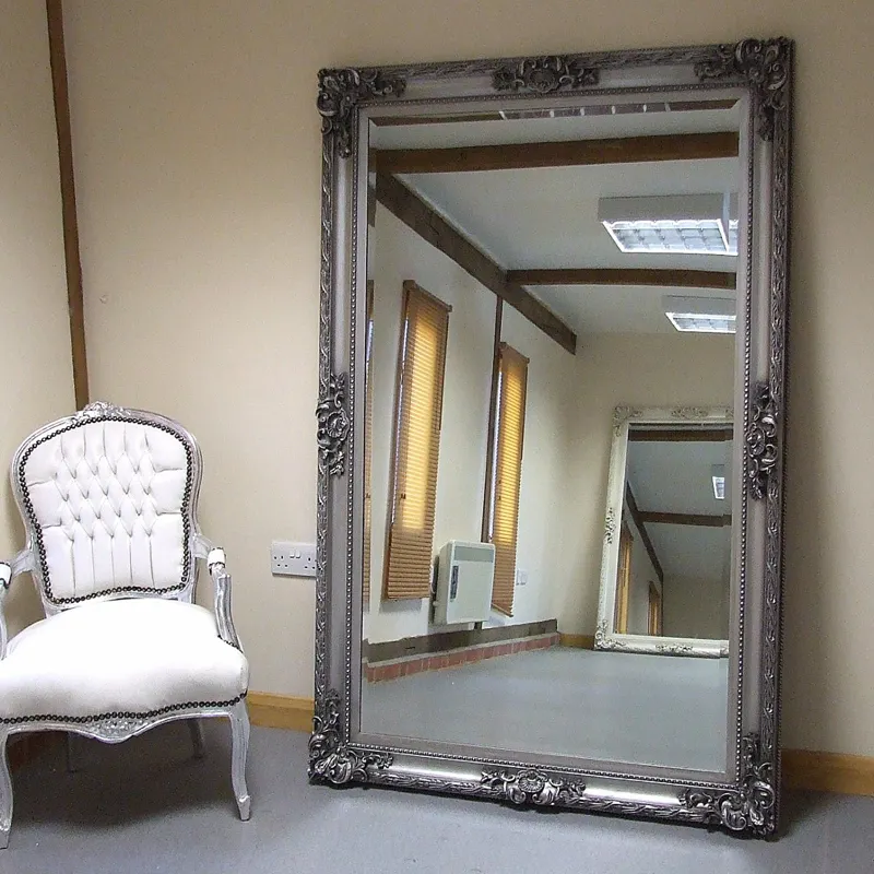 Vintage otel ev altın büyük dekoratif lüks zemin Ayna ahşap çerçeve ile süslü Ayna Ayna