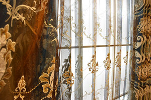 Cortina de ventana de color marrón decorativa bordada soluble en agua de lujo europeo, proveedor de china, productos más vendidos - Product Image 2