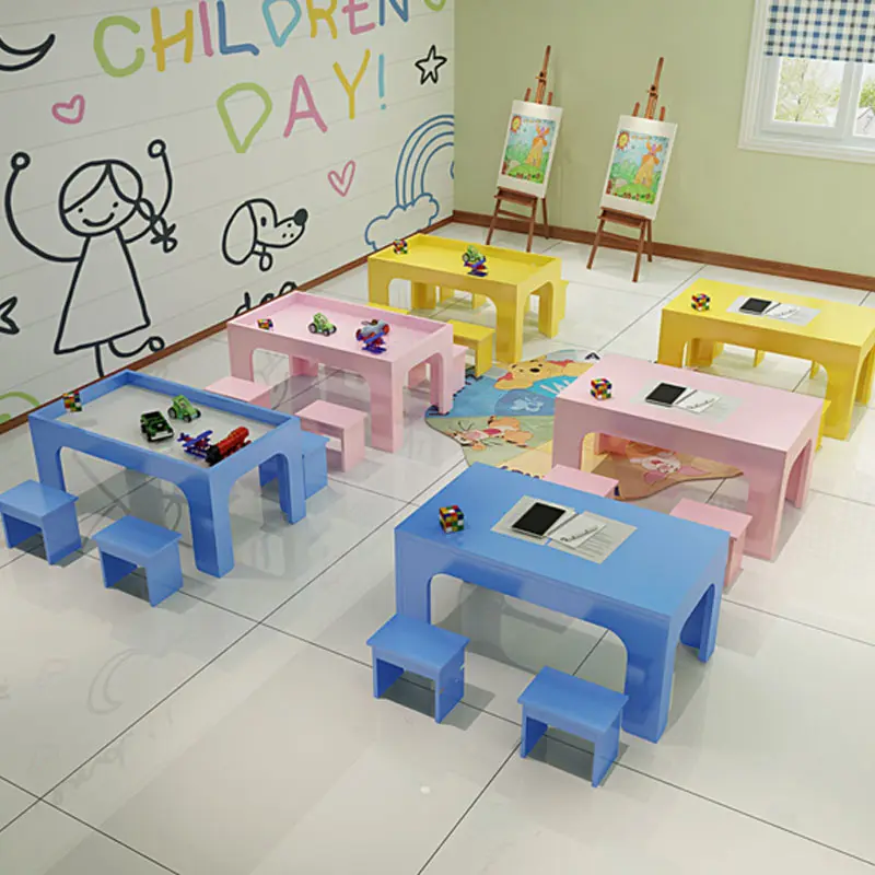 จีนอนุบาลอนุบาลเด็กเฟอร์นิเจอร์เด็กเล่นโต๊ะไม้และเก้าอี้เฟอร์นิเจอร์ชุดเล่นตาราง