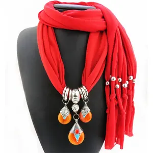 alloy jewelry with jewel beads pendant scarf necklace