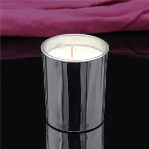 Vidrio velas vidrio hormigon pie Metal plateado teelichtglas 1 STK 11,5x20 cm