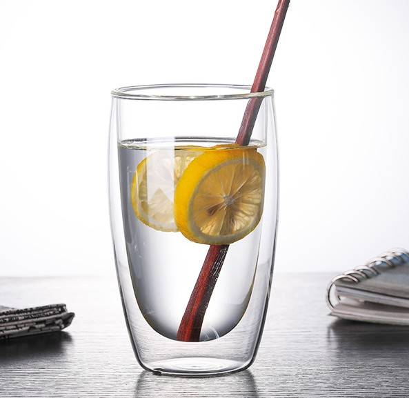 Custom logo reusable double wall glass coffee tea cup