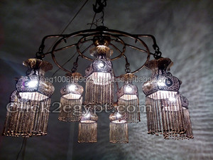 BR345 Traditional Style Large <b>Dining</b> Room Chandelier Handmade Brass Beaded Pendant <b>Lights</b> with Incandescent Bulbs - Product Image 3