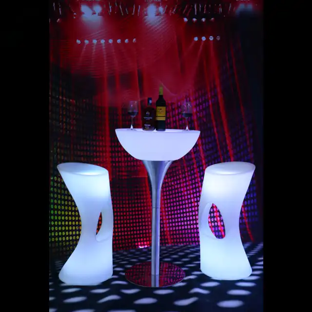 Promosyon yüksek en parlayan takımı lounge pub kahve masa lambası up kokteyl kulübü gece kulübü bar sandalyesi ve led masaları